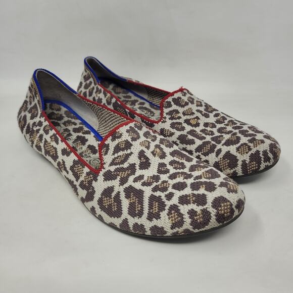 Rothys Shoes Womens 11 Mocha Spot Leopard Print Loafers Slip On Flats Comfort